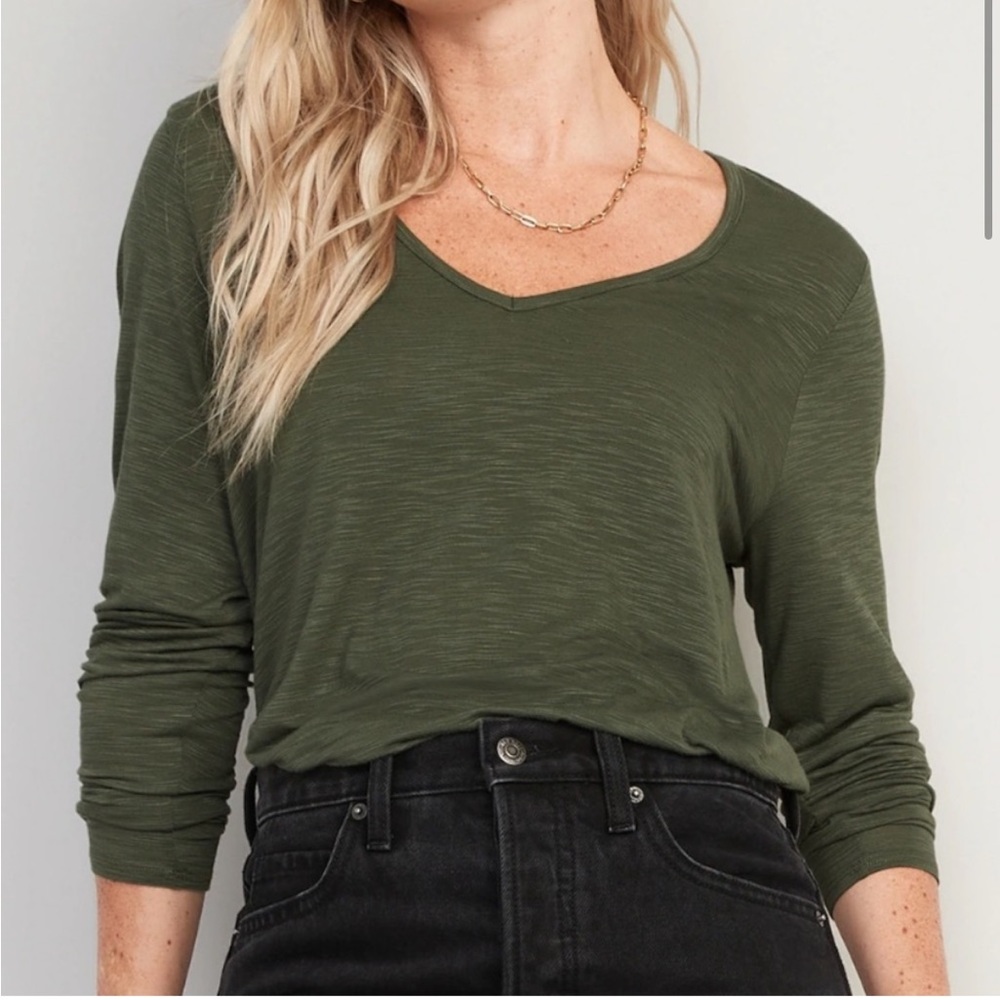 Old Navy Long-Sleeve Luxe Tunic T-Shirt for Women, Size Small, Green
